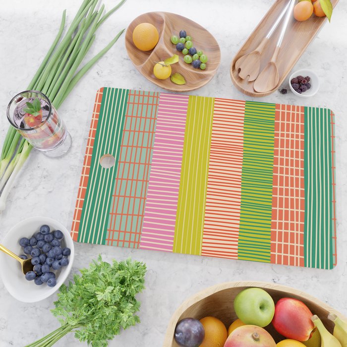 Finnish Colorful Patchwork Stripe Pattern Cutting Board Gallery Image 2