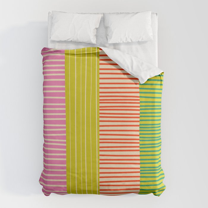 Finnish Colorful Patchwork Stripe Pattern Duvet Cover Gallery Image 1
