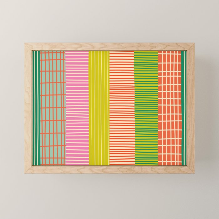 Finnish Colorful Patchwork Stripe Pattern Mini Art Print Gallery Image 1