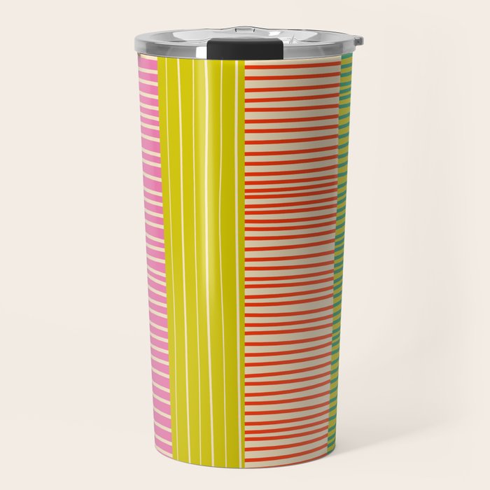 Finnish Colorful Patchwork Stripe Pattern Travel Mug Gallery Image 1
