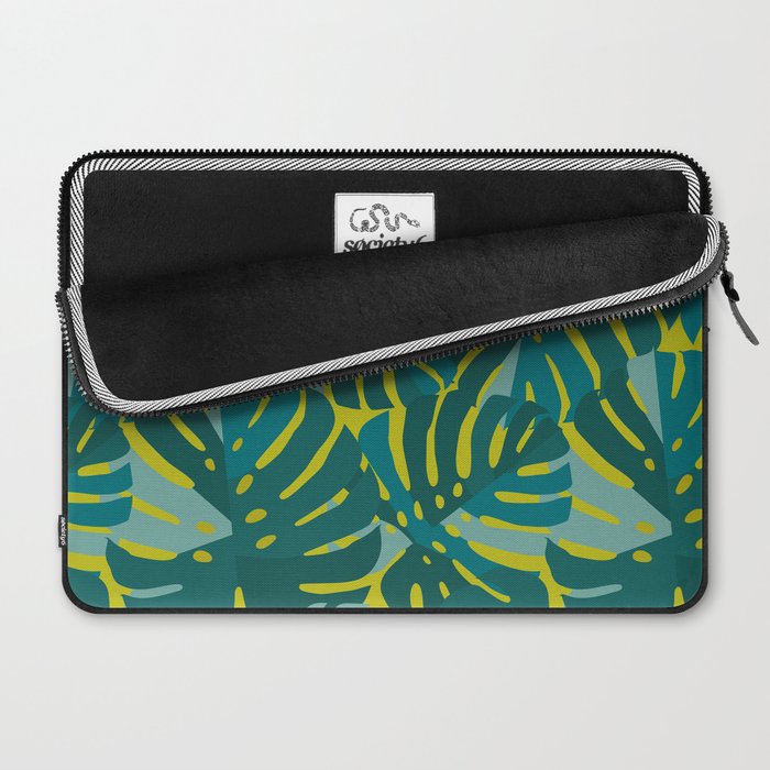 Monstera Leaves in Teal Laptop Sleeve Gallery Image 2