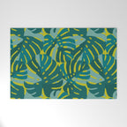 Monstera Leaves in Teal Welcome Mat Gallery Image 1