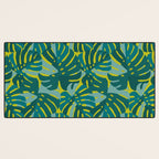 Monstera Leaves in Teal Desk Mat Gallery Image 3