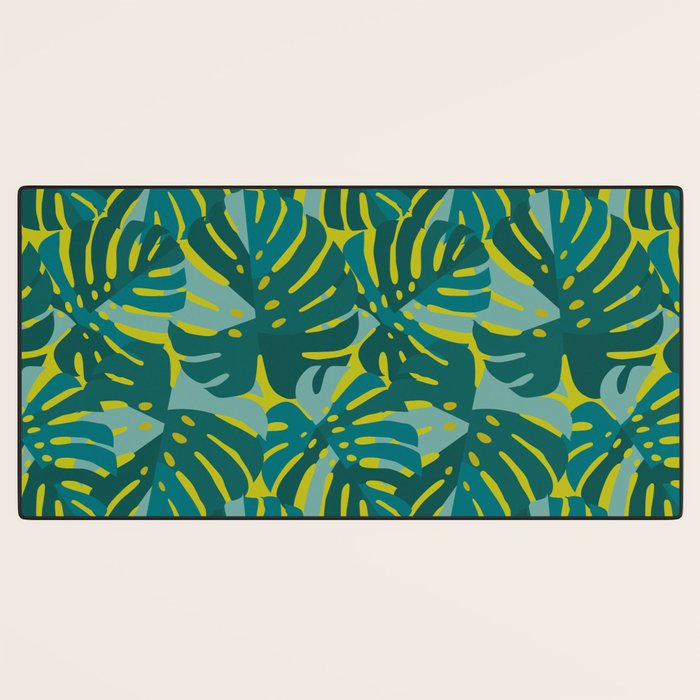 Monstera Leaves in Teal Desk Mat Gallery Image 3