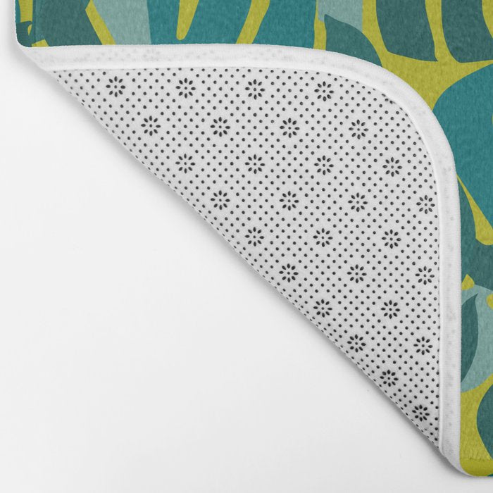 Monstera Leaves in Teal Bath Mat Gallery Image 2