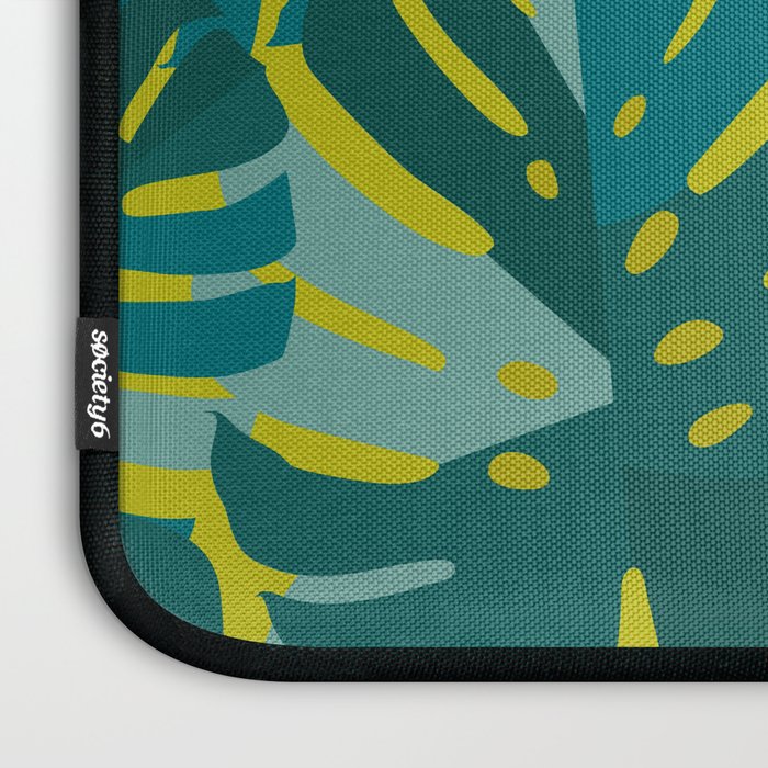 Monstera Leaves in Teal Laptop Sleeve Gallery Image 3