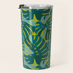 Monstera Leaves in Teal Travel Mug Gallery Image 3