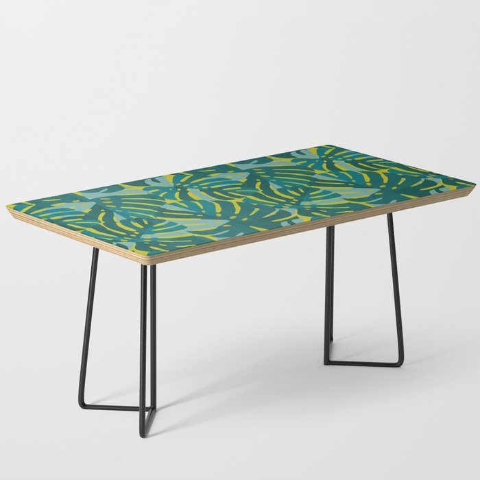 Monstera Leaves in Teal Coffee Table Gallery Image 1