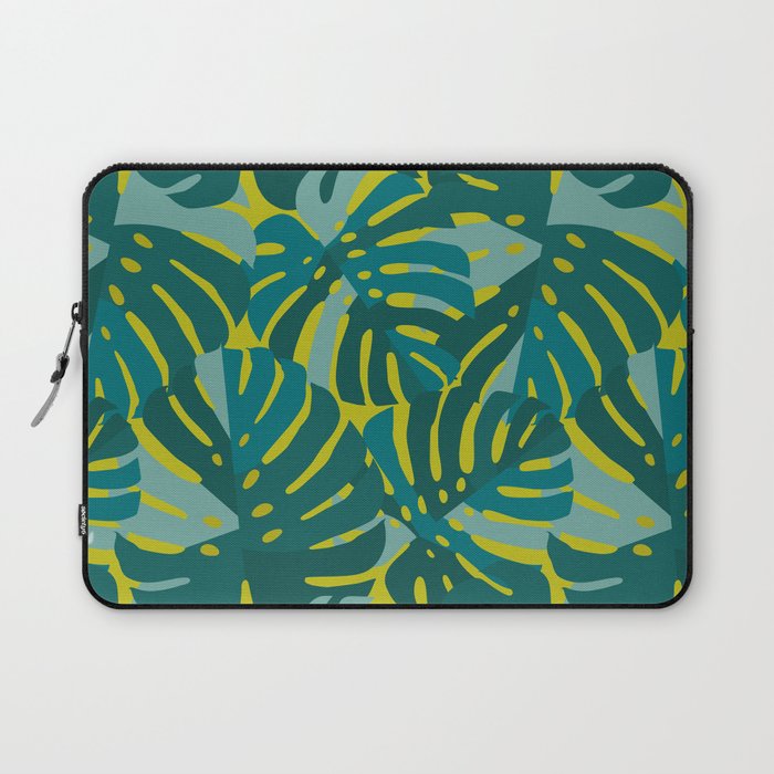 Monstera Leaves in Teal Laptop Sleeve Gallery Image 1