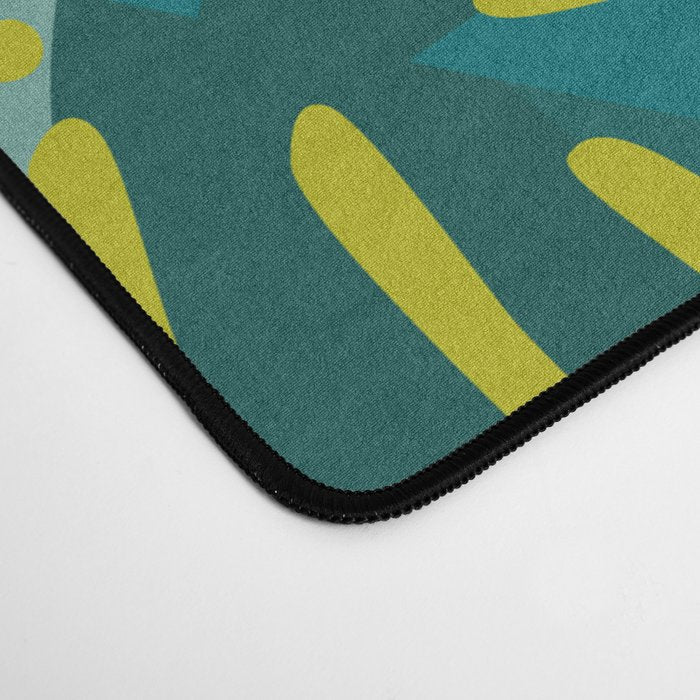 Monstera Leaves in Teal Desk Mat Gallery Image 4