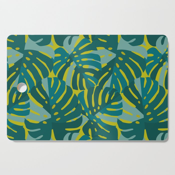 Monstera Leaves in Teal Cutting Board Gallery Image 1