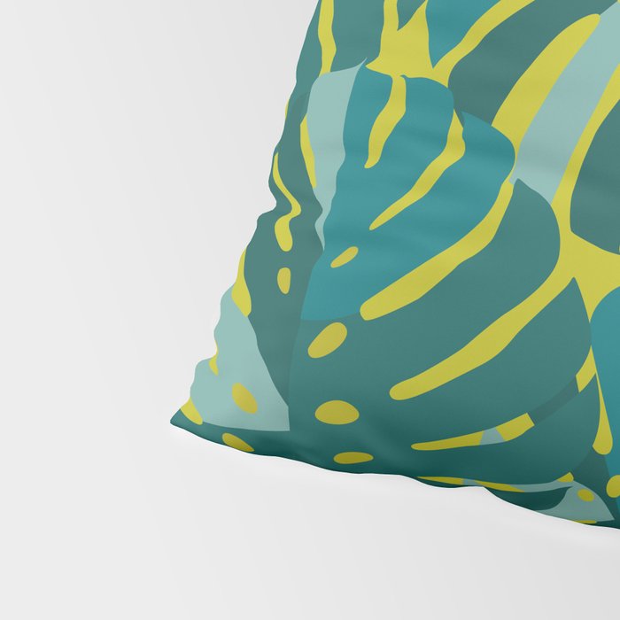 Monstera Leaves in Teal Pillow Sham Gallery Image 4