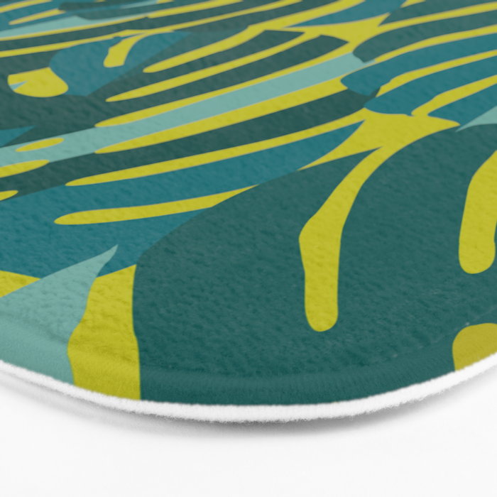 Monstera Leaves in Teal Bath Mat Gallery Image 3
