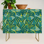 Monstera Leaves in Teal Credenza Gallery Image 1