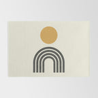 Mid century modern gold sun and black rainbow Rug Gallery Image 2