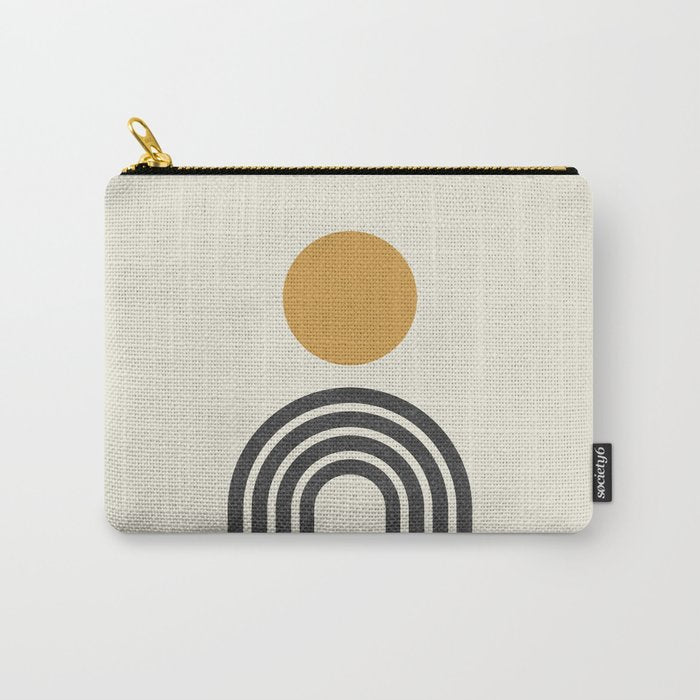 Mid century modern gold sun and black rainbow Carry All Pouch Gallery Image 1