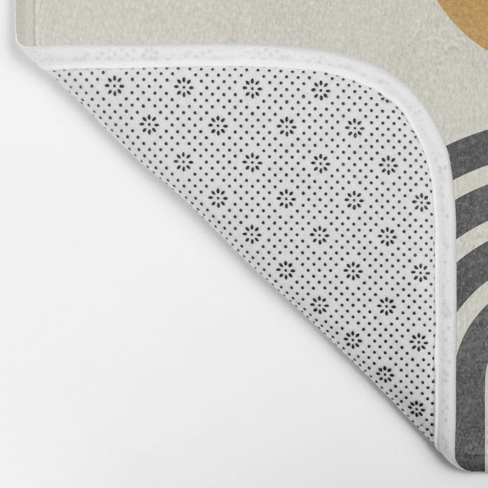 Mid century modern gold sun and black rainbow Bath Mat Gallery Image 2