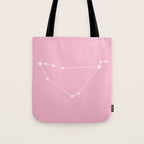 Capricorn Zodiac Star Constellation Line Art Soft Pink Tote Bag Gallery Image 1