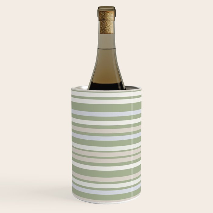 Joseph Stripes Fine Stripe Pattern in Sage Green, Light Silver Gray, Beige, and Cream Wine Chiller Gallery Image 3