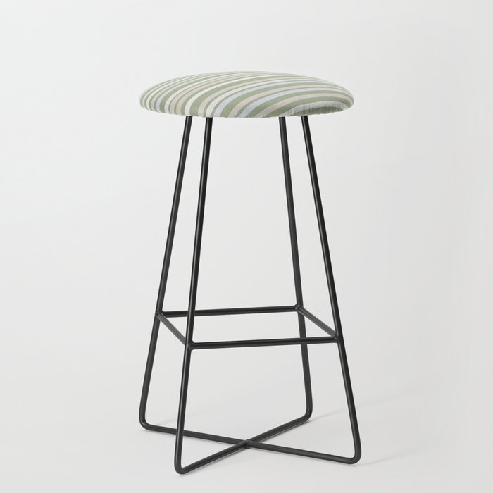 Joseph Stripes Fine Stripe Pattern in Sage Green, Light Silver Gray, Beige, and Cream Stool Gallery Image 1