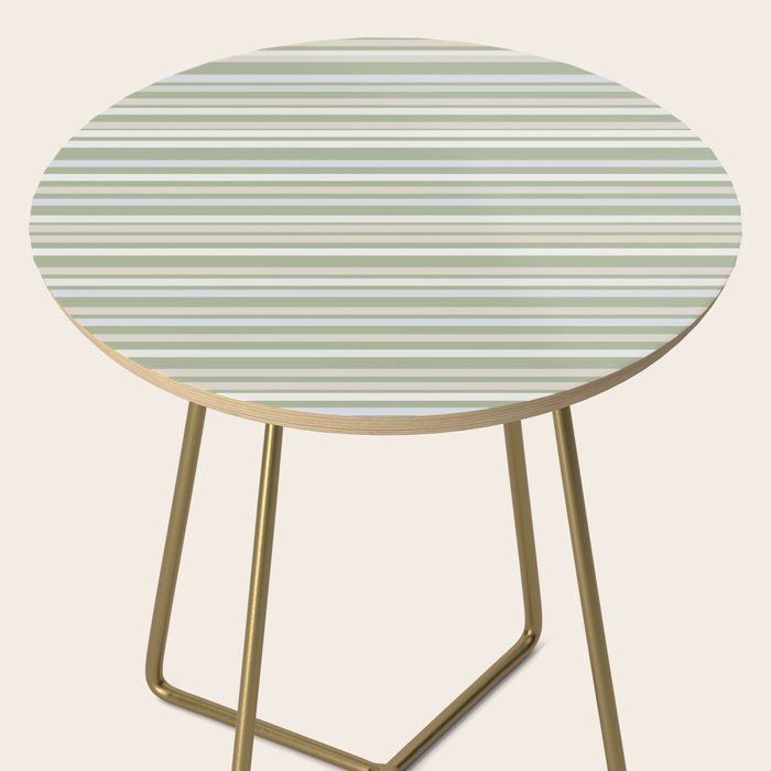 Joseph Stripes Fine Stripe Pattern in Sage Green, Light Silver Gray, Beige, and Cream Side Table Gallery Image 2