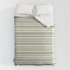Joseph Stripes Fine Stripe Pattern in Sage Green, Light Silver Gray, Beige, and Cream Duvet Cover Gallery Image 6