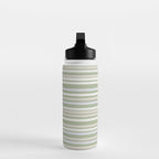 Joseph Stripes Fine Stripe Pattern in Sage Green, Light Silver Gray, Beige, and Cream Water Bottle Gallery Image 3
