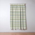 Joseph Stripes Fine Stripe Pattern in Sage Green, Light Silver Gray, Beige, and Cream Window Curtain Gallery Image 3