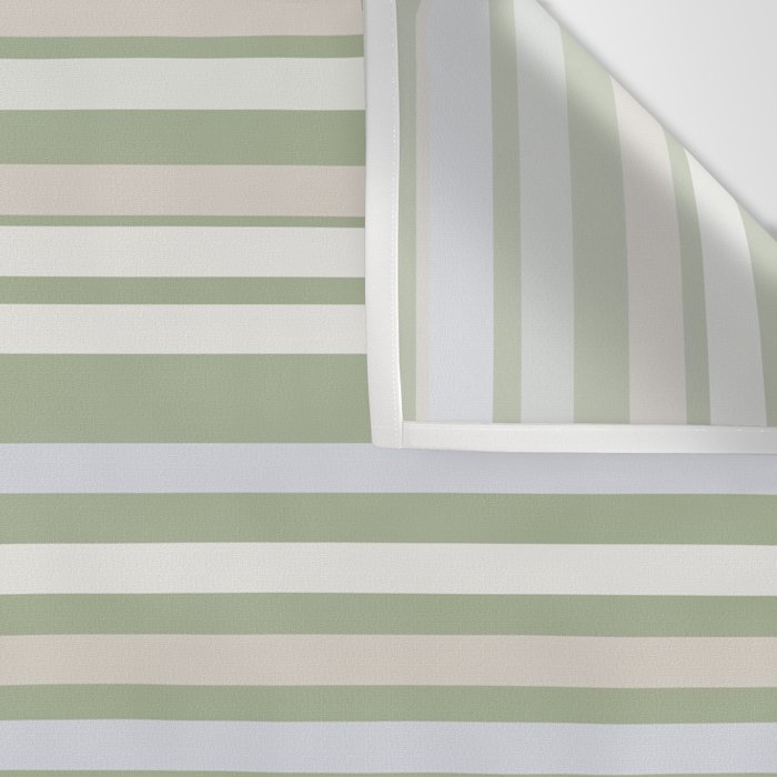 Joseph Stripes Fine Stripe Pattern in Sage Green, Light Silver Gray, Beige, and Cream Wall Tapestry Gallery Image 3