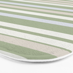 Joseph Stripes Fine Stripe Pattern in Sage Green, Light Silver Gray, Beige, and Cream Bath Mat Gallery Image 3