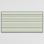 Joseph Stripes Fine Stripe Pattern in Sage Green, Light Silver Gray, Beige, and Cream Desk Mat Gallery Image 3