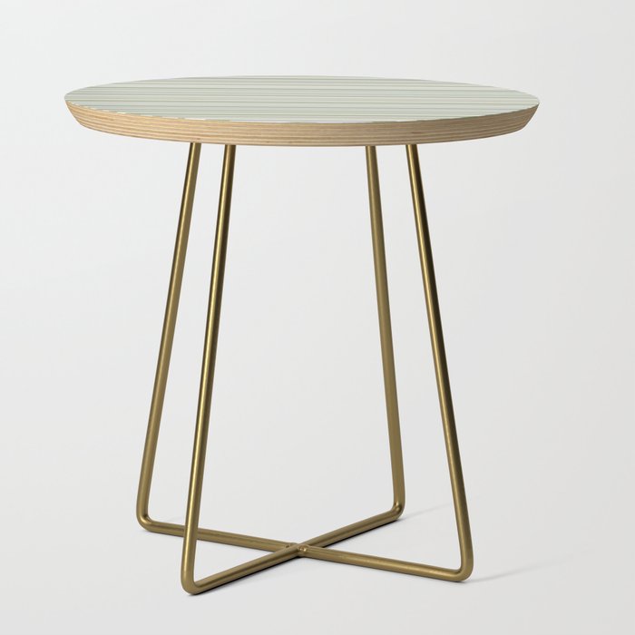 Joseph Stripes Fine Stripe Pattern in Sage Green, Light Silver Gray, Beige, and Cream Side Table Gallery Image 1