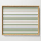 Joseph Stripes Fine Stripe Pattern in Sage Green, Light Silver Gray, Beige, and Cream Serving Tray Gallery Image 1