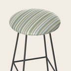 Joseph Stripes Fine Stripe Pattern in Sage Green, Light Silver Gray, Beige, and Cream Stool Gallery Image 2
