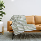Joseph Stripes Fine Stripe Pattern in Sage Green, Light Silver Gray, Beige, and Cream Throw Blanket Gallery Image 1