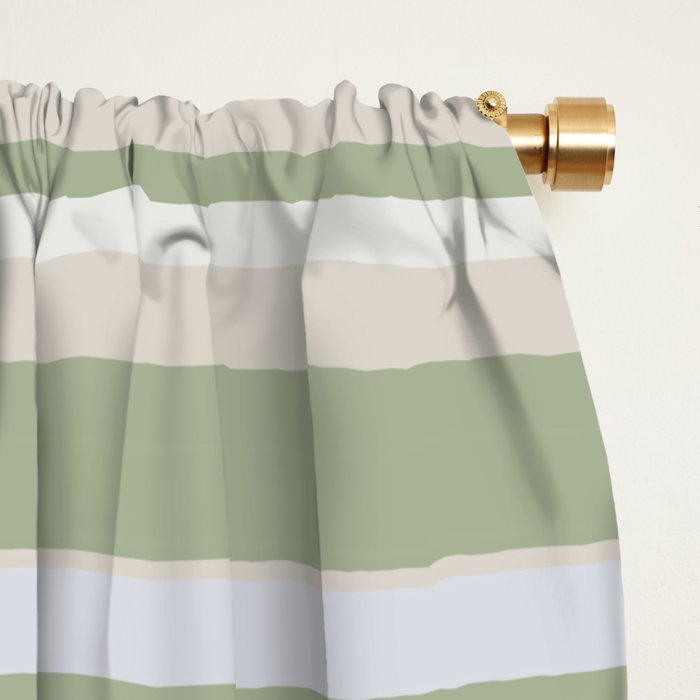 Joseph Stripes Fine Stripe Pattern in Sage Green, Light Silver Gray, Beige, and Cream Window Curtain Gallery Image 2