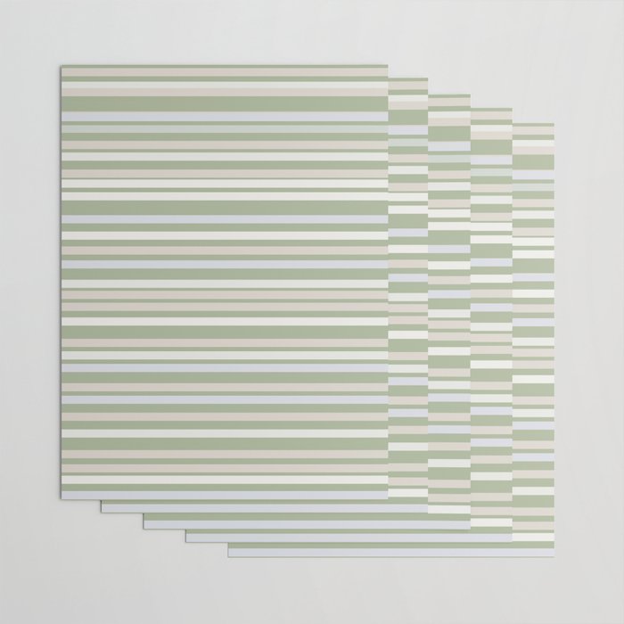 Joseph Stripes Fine Stripe Pattern in Sage Green, Light Silver Gray, Beige, and Cream Wrapping Paper Gallery Image 3