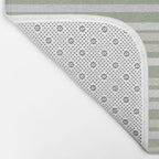 Joseph Stripes Fine Stripe Pattern in Sage Green, Light Silver Gray, Beige, and Cream Bath Mat Gallery Image 2