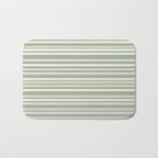 Joseph Stripes Fine Stripe Pattern in Sage Green, Light Silver Gray, Beige, and Cream Bath Mat Gallery Image 1