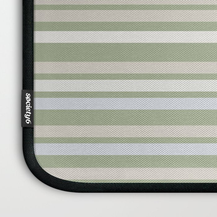 Joseph Stripes Fine Stripe Pattern in Sage Green, Light Silver Gray, Beige, and Cream Laptop Sleeve Gallery Image 3