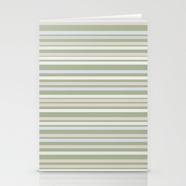 Joseph Stripes Fine Stripe Pattern in Sage Green, Light Silver Gray, Beige, and Cream Stationery Card Gallery Image 2