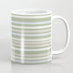 Joseph Stripes Fine Stripe Pattern in Sage Green, Light Silver Gray, Beige, and Cream Coffee Mug Gallery Image 1