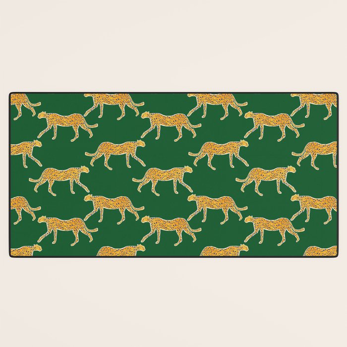 Tropical Animal Print Green Cheetah Illustration Desk Mat Gallery Image 3