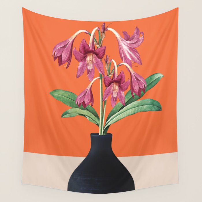 Flowers in Black Vase 4 Wall Tapestry Gallery Image 1