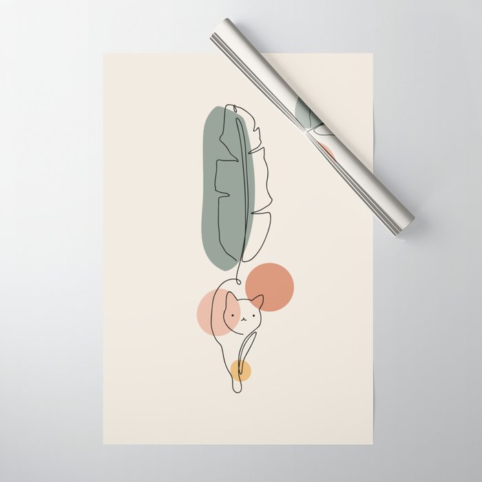 Cat and Plant 35 Wrapping Paper Gallery Image 1