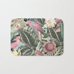 Vintage & Shabby Chic - Sepia Pink Tropical Bird Summer Garden Bath Mat Gallery Image 1