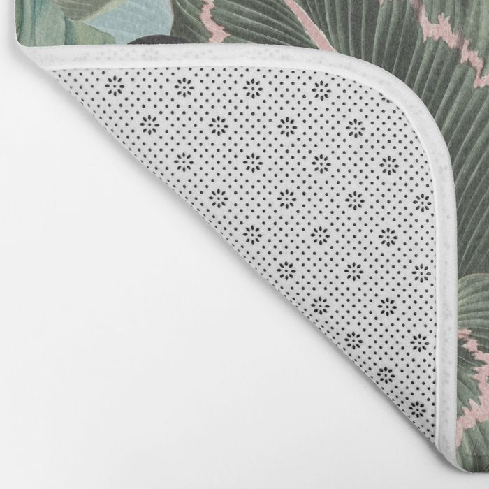 Vintage & Shabby Chic - Sepia Pink Tropical Bird Summer Garden Bath Mat Gallery Image 2