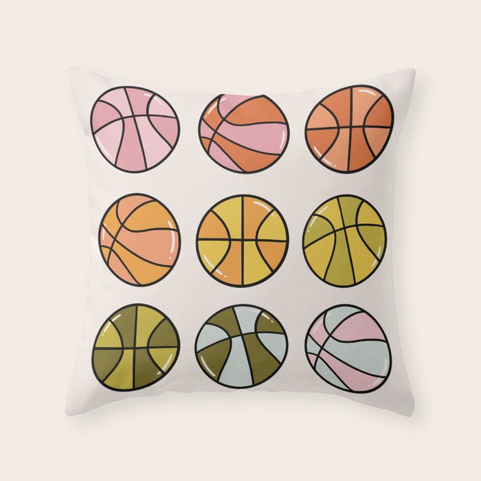 Rainbow Basketballs Throw Pillow Gallery Image 6