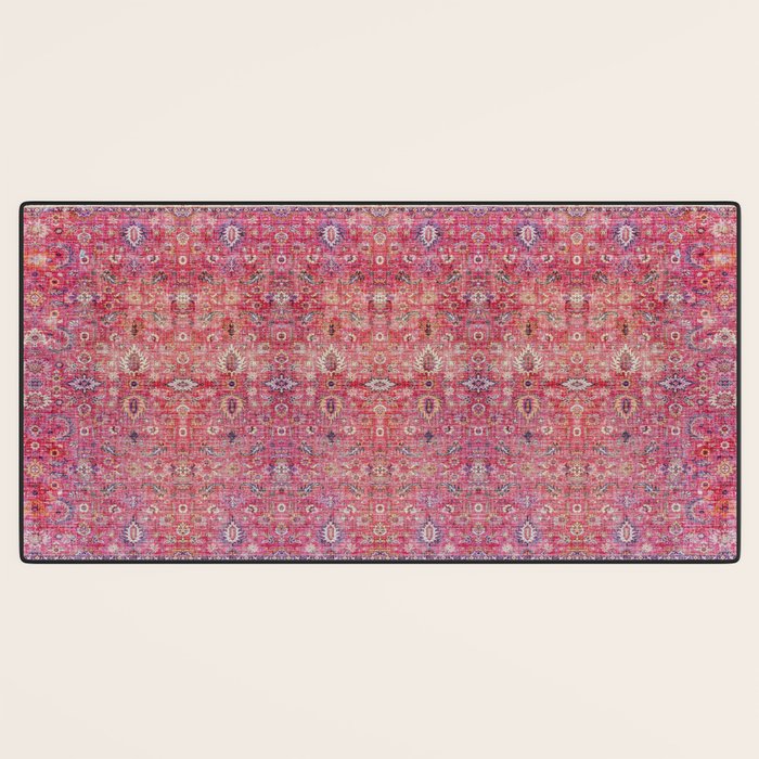 Pink Vintage Antique Oriental Traditional Moroccan Original Artwork Desk Mat Gallery Image 3