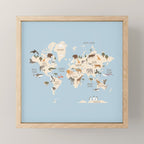 Illustrated Animal World Map Mini Art Print Gallery Image 1